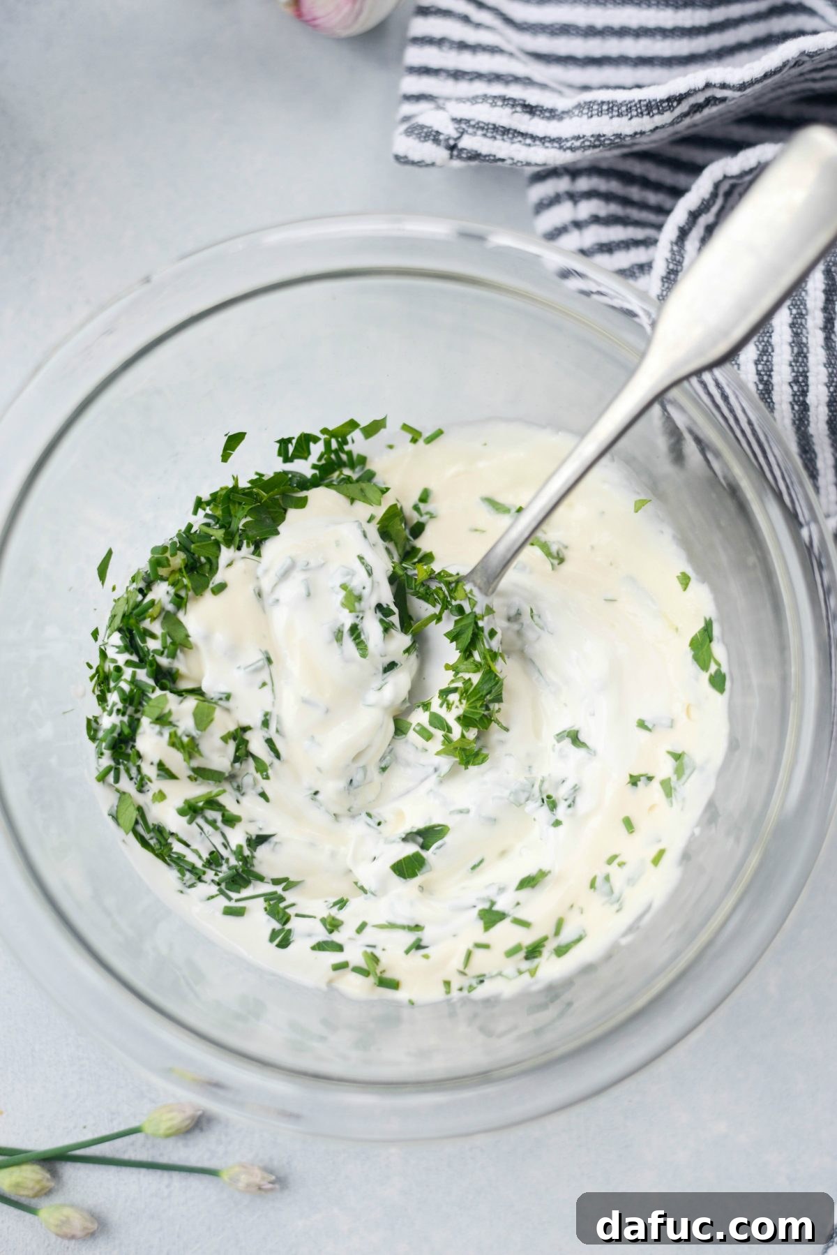 Close-up of creamy blue cheese dip in a bowl