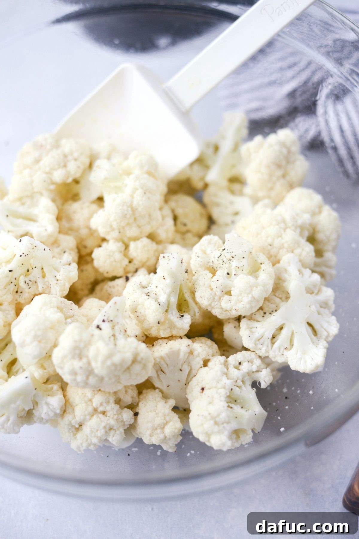 Cauliflower florets prepared for air frying