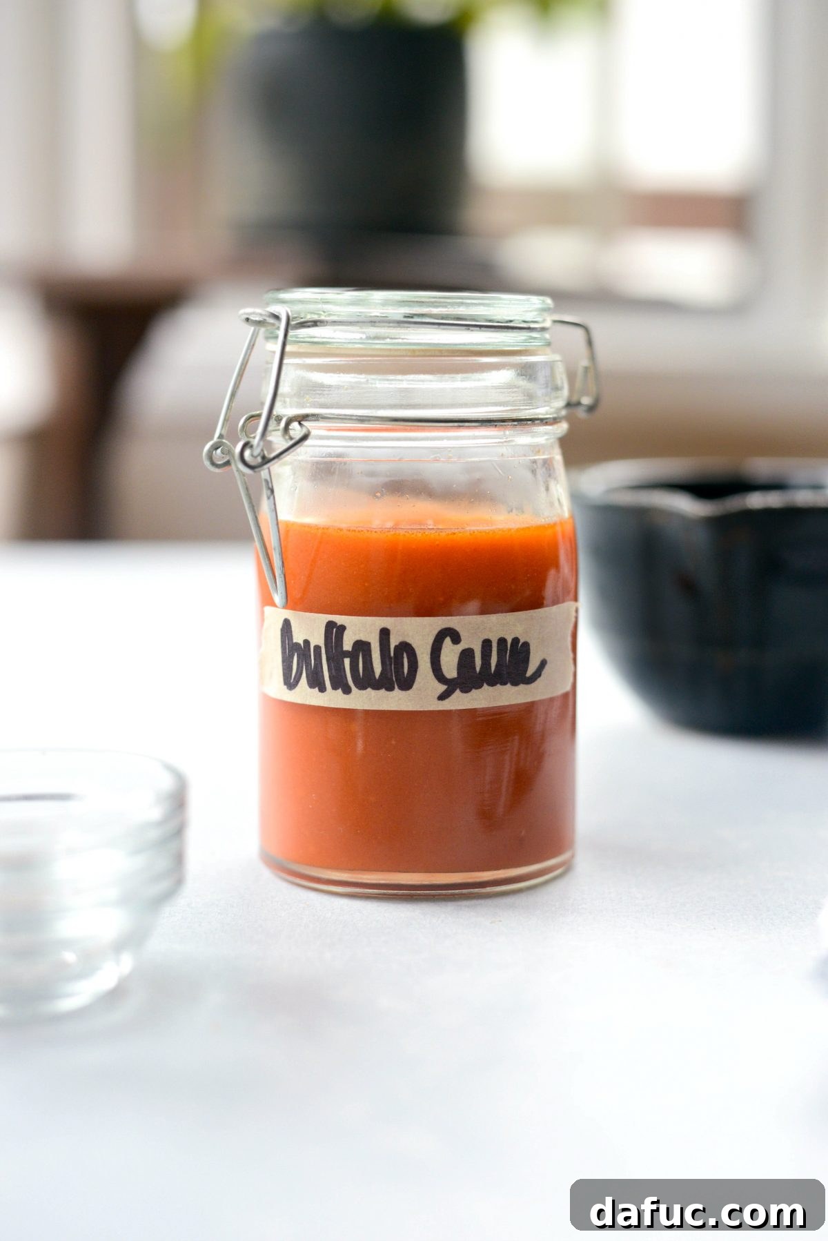Delicious Homemade Buffalo Wing Sauce in a Glass Jar