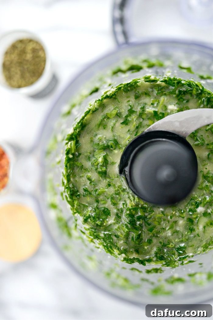 Garden Fresh Chimichurri 8 Blended chimichurri ingredients in a food processor