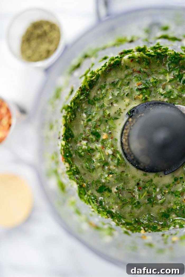 Garden Fresh Chimichurri 10 Final pulse to combine all chimichurri ingredients