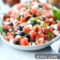 Watermelon Blueberry Feta Salad l SimplyScratch.com
