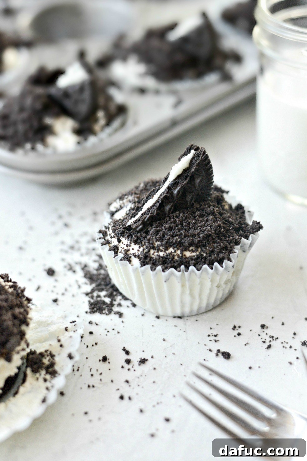 Delicious No-Bake Cookies and Cream Mini Cheesecakes, perfect for a cool treat