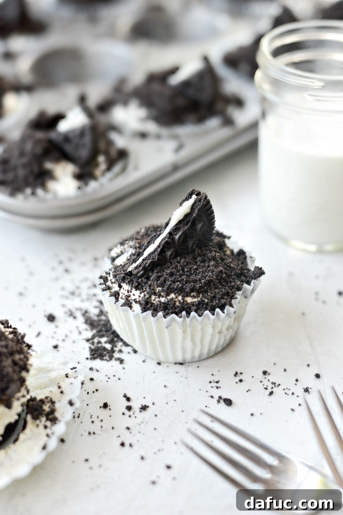 Plate of delightful Cookies and Cream Mini Cheesecakes