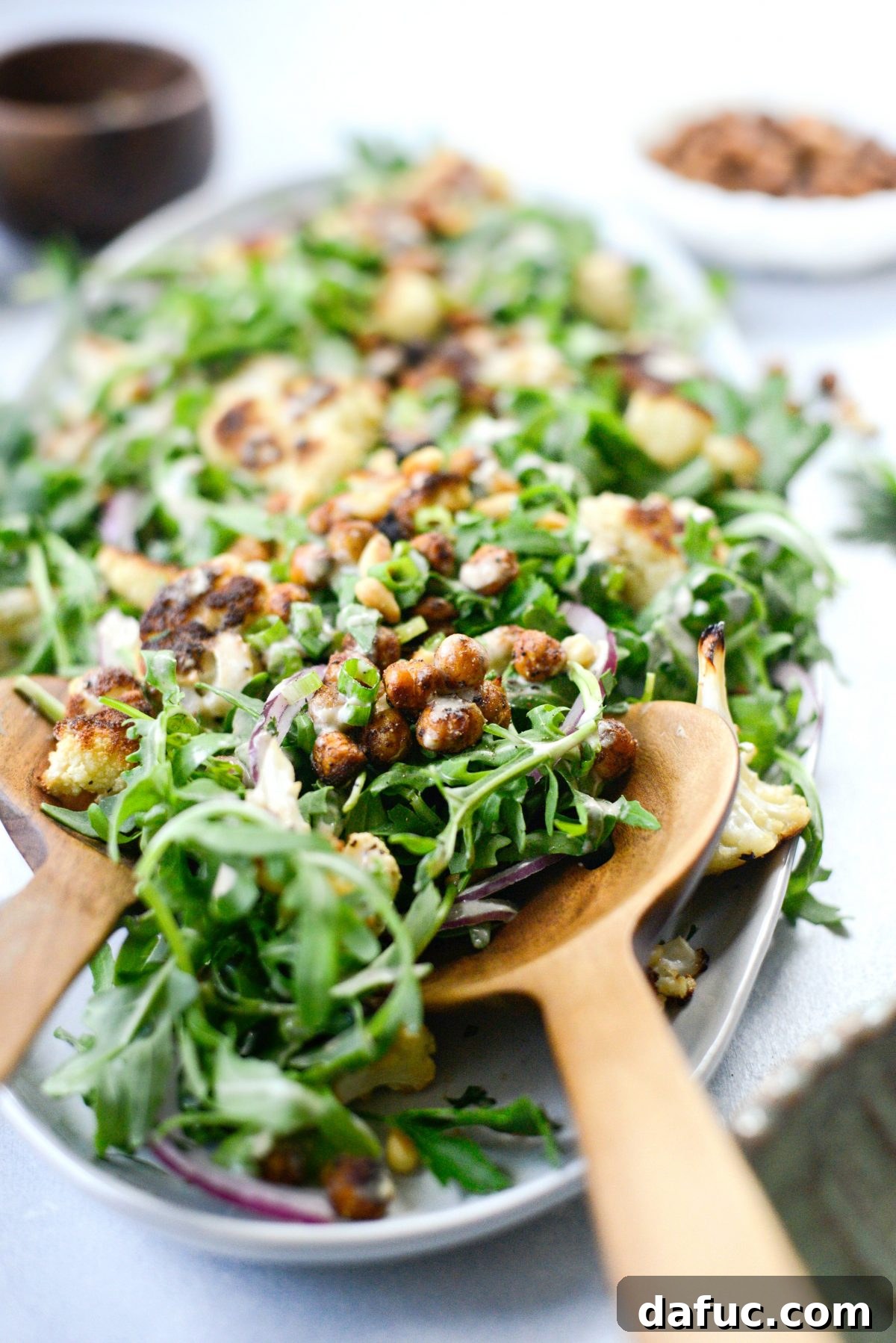 Shawarma Roasted Cauliflower & Chickpea Bowl 15 Another perspective of the Roasted Cauliflower Shawarma Chickpea Salad