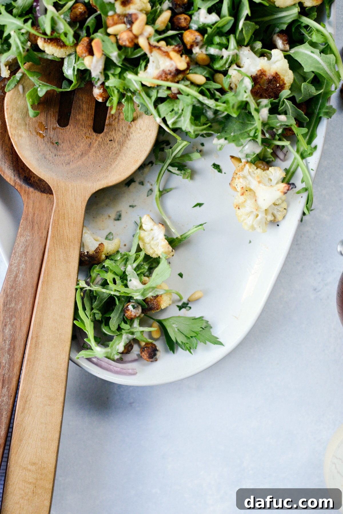 Shawarma Roasted Cauliflower & Chickpea Bowl 18 Large flat lay image of Roasted Cauliflower Shawarma Chickpea Salad