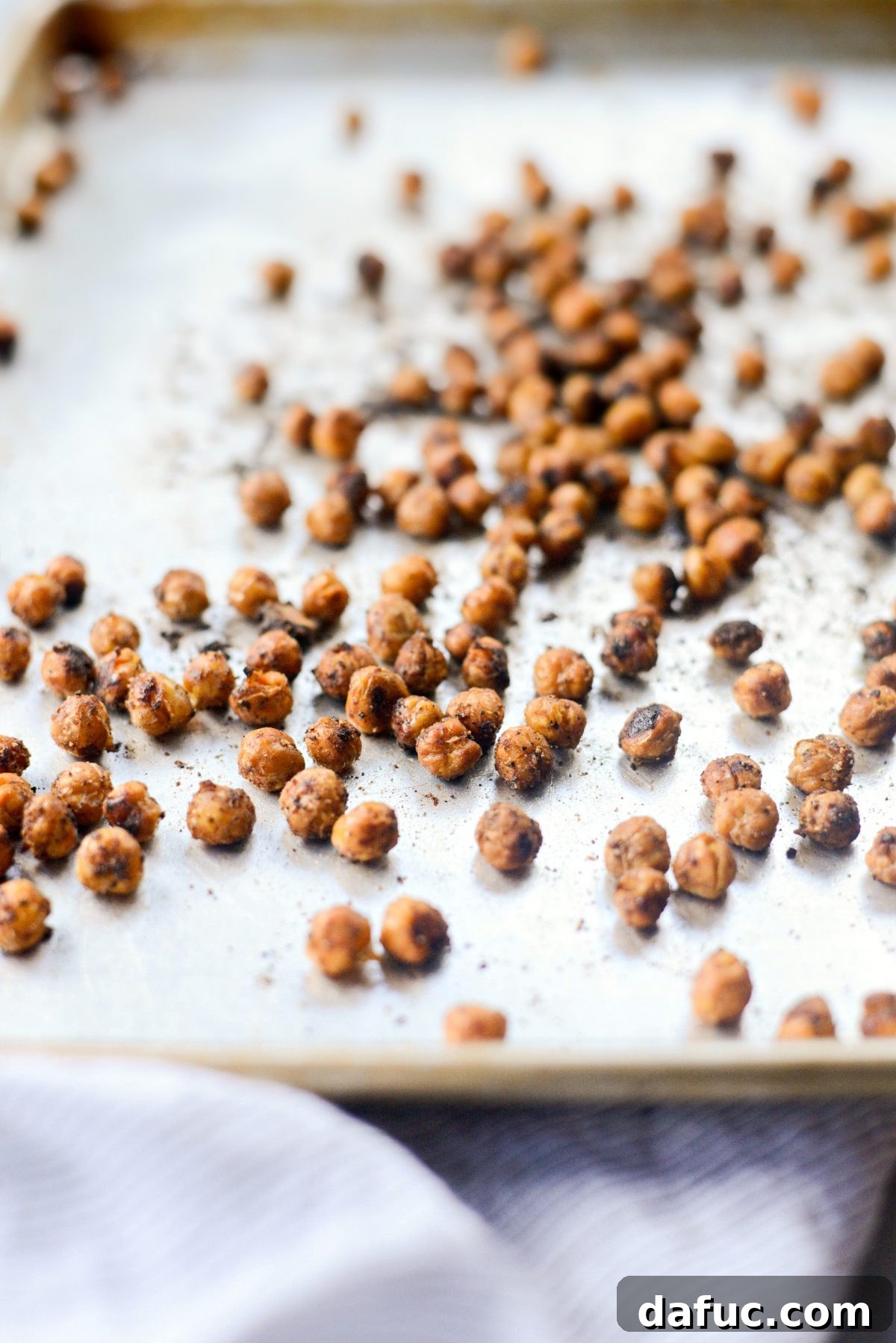 Shawarma Roasted Cauliflower & Chickpea Bowl 8 Close-up of golden-brown roasted chickpeas