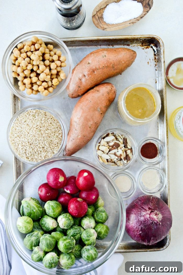 Make-Ahead Roasted Fall Veggie Rice Bowls 4 Roasted Fall Veggie Rice Bowls (Meal Prep!) ingredients