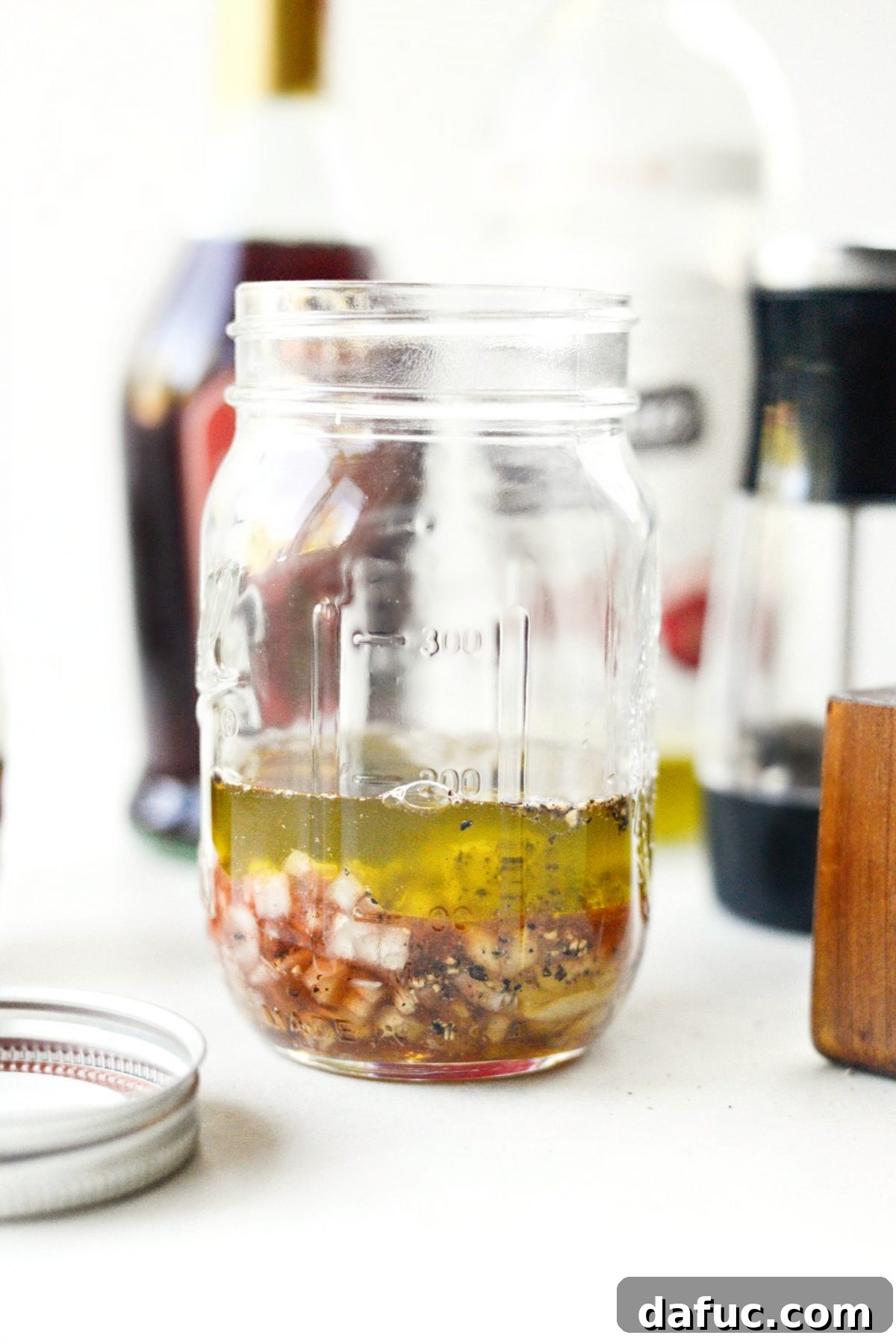 Make-Ahead Roasted Fall Veggie Rice Bowls 5 dressing ingredients in a jar
