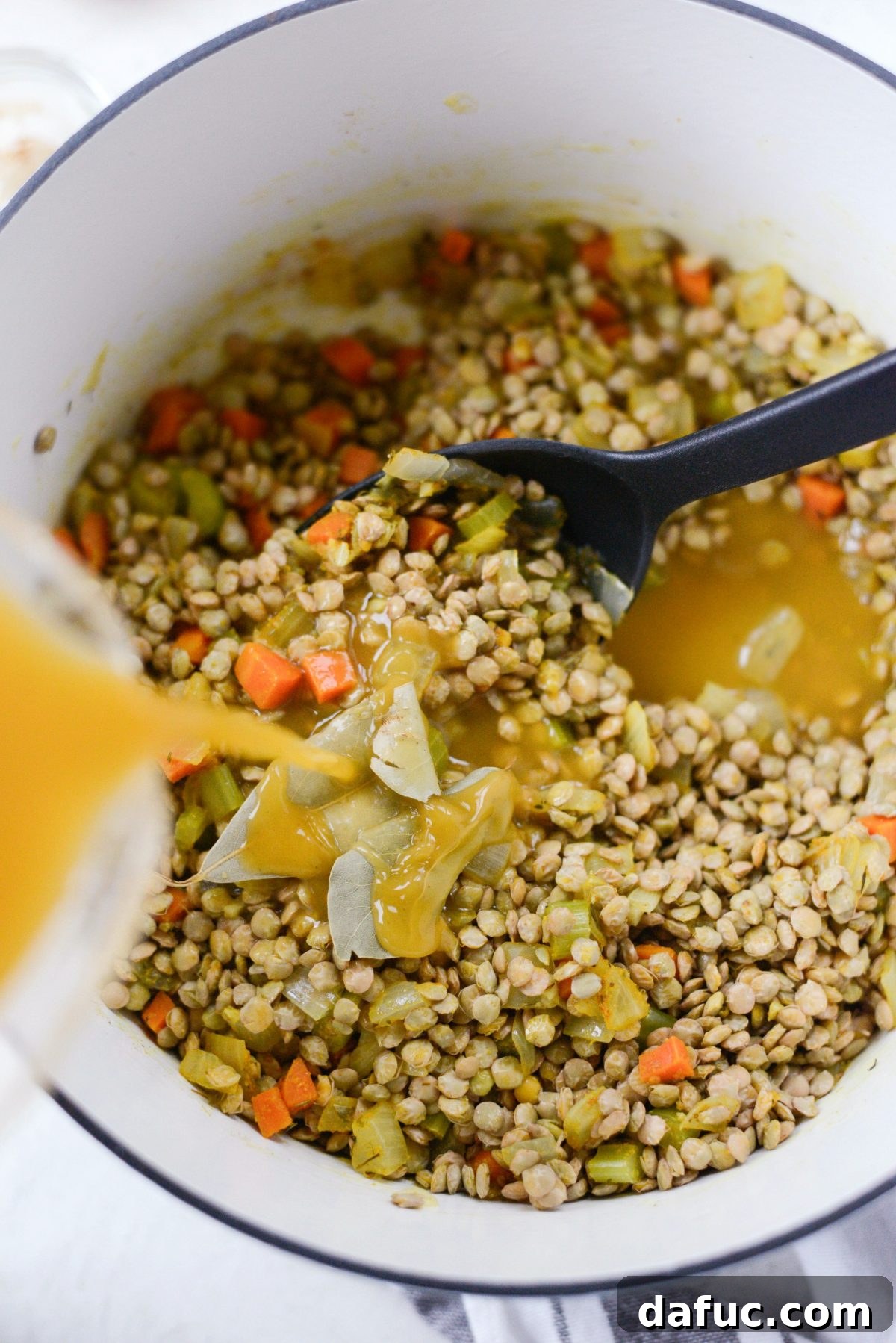 Golden Glow Lentil Soup 13 Pour in broth