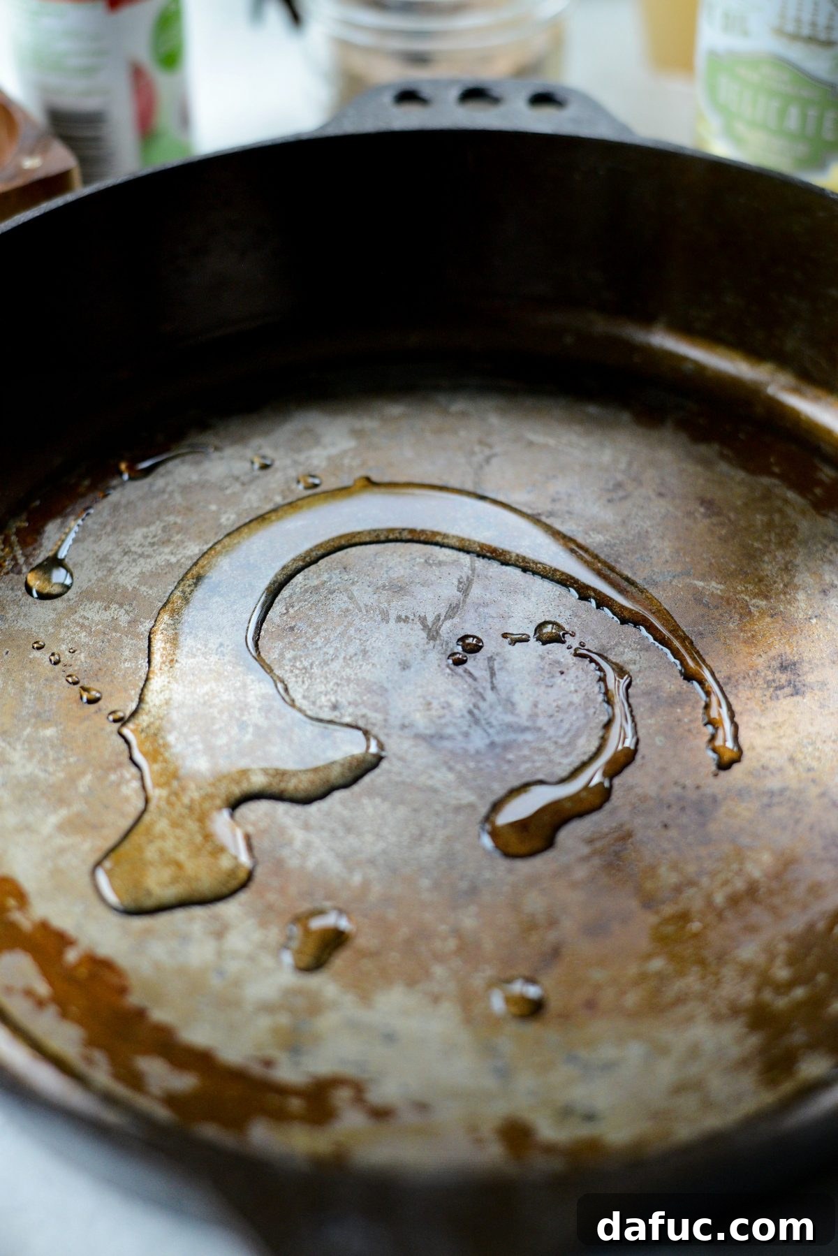 oil in a cast iron skillet.