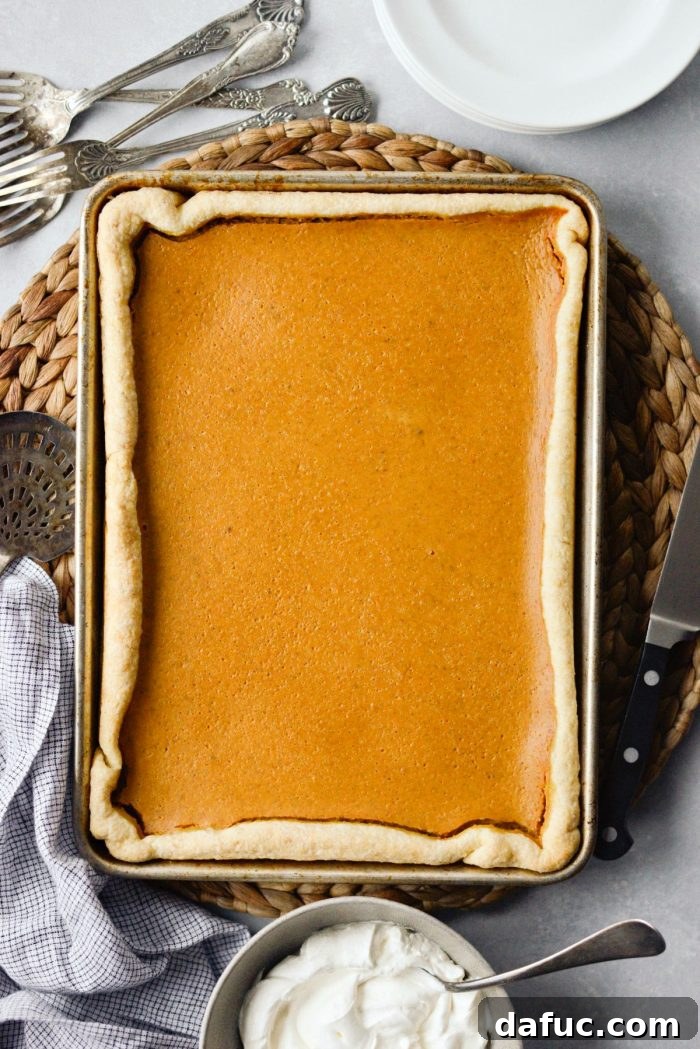 Sheet Pan Pumpkin Pie 2 Delicious Pumpkin Slab Pie ready to be served on a large platter