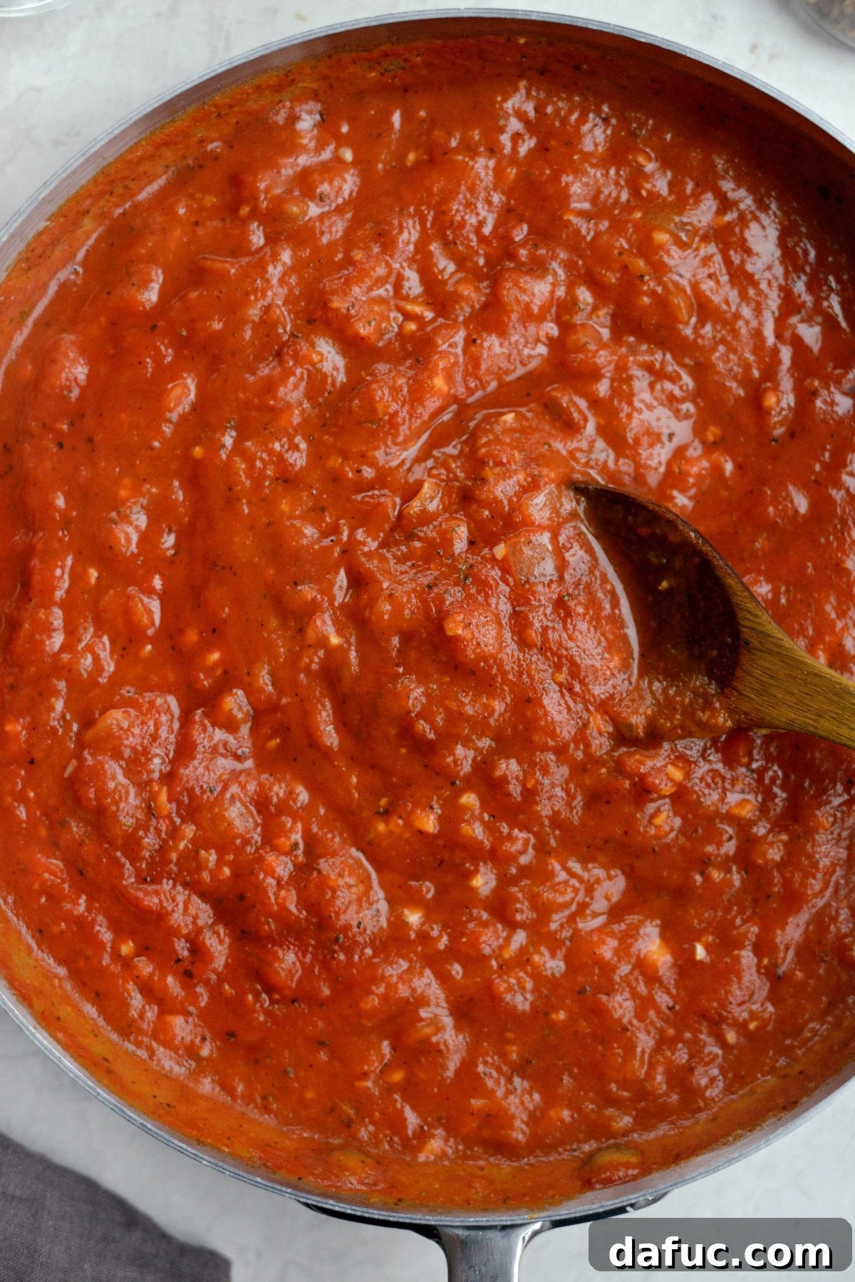 Sweet Butternut Marinara 16 Butternut Squash Marinara stirred and simmering in the skillet