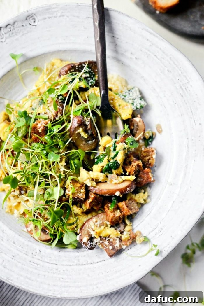 Vibrant Spinach and Mushroom Scramble 19 Healthy Spinach and Mushroom Scramble ready to be enjoyed