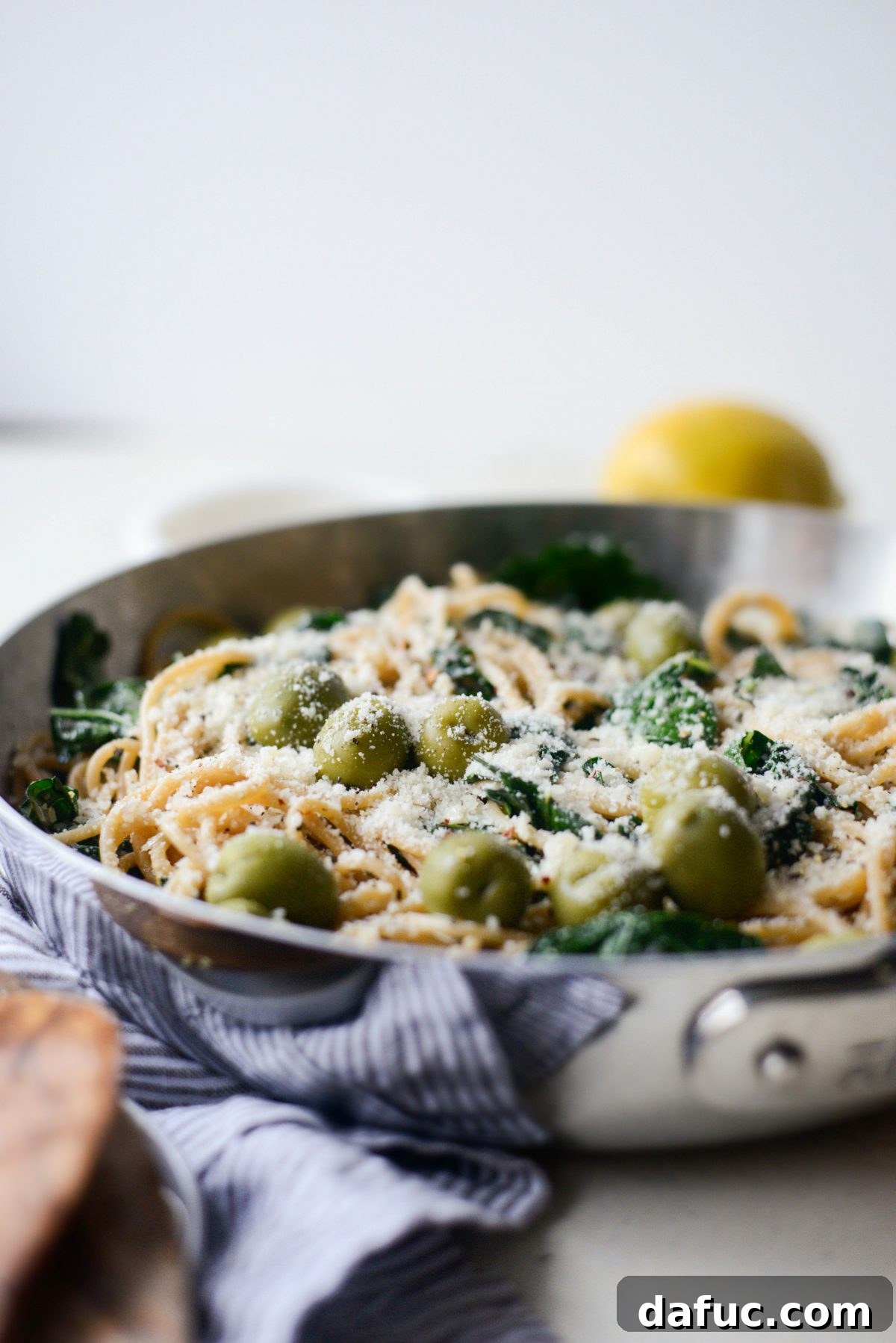 Tangy Lemon Kale Spaghetti with Olives and Parmesan 18 Lemon Parmesan and Kale Spaghetti with Olives - Brand Image