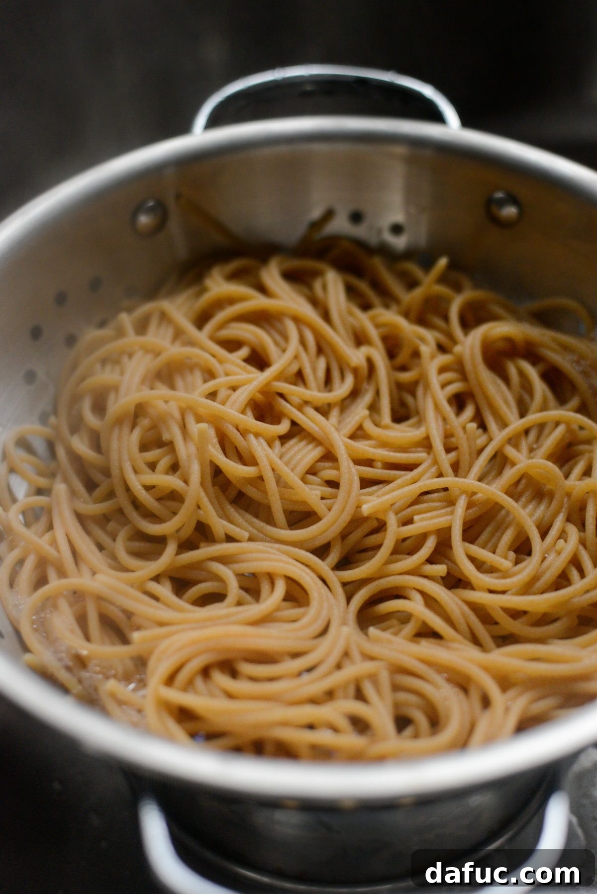Tangy Lemon Kale Spaghetti with Olives and Parmesan 6 Cooking whole wheat spaghetti al dente