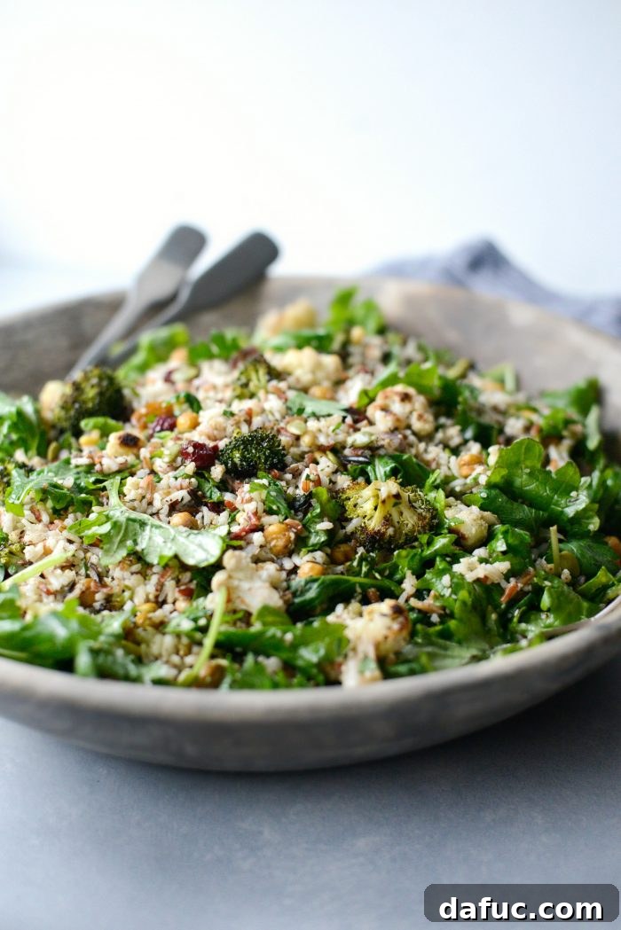 Warm Roasted Greens & Florets Salad 14 Roasted Broccoli Cauliflower Kale Salad l SimplyScratch.com