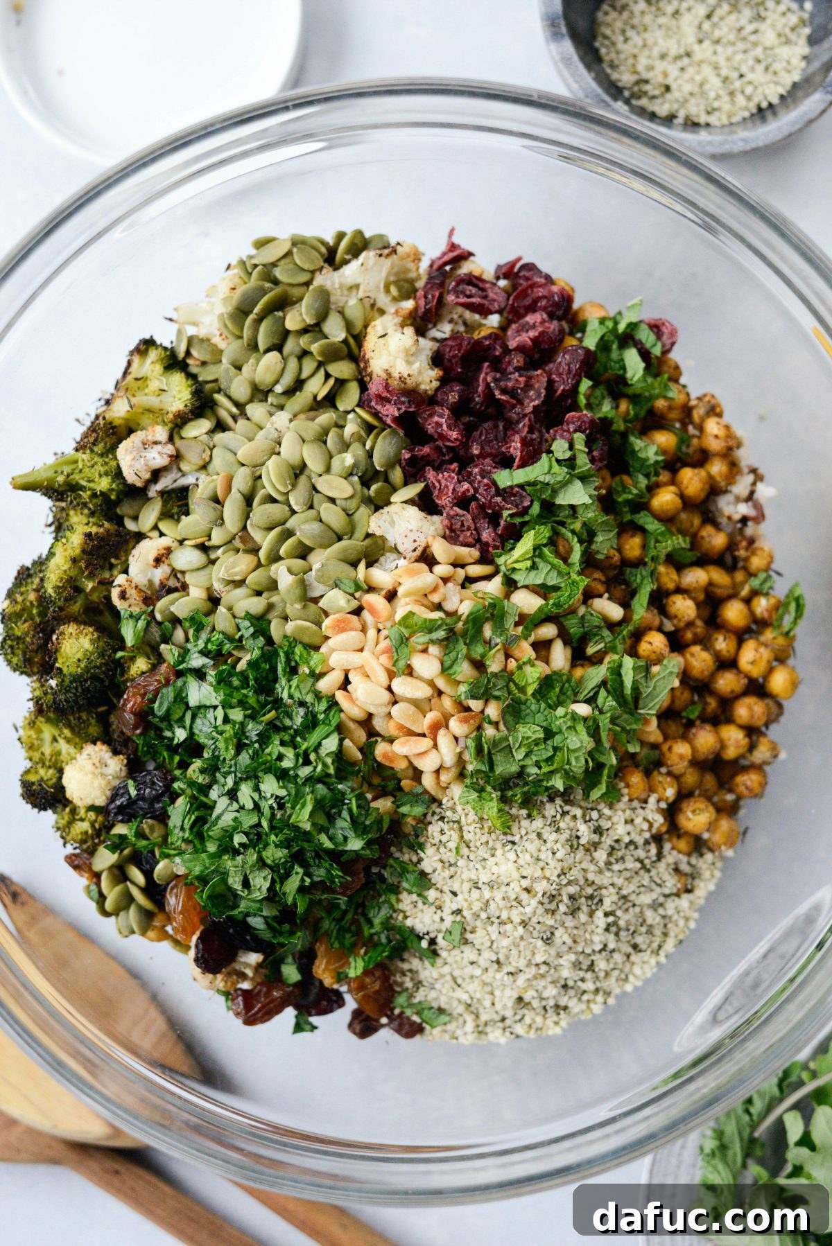 Warm Roasted Greens & Florets Salad 9 Add all ingredients to a large bowl.