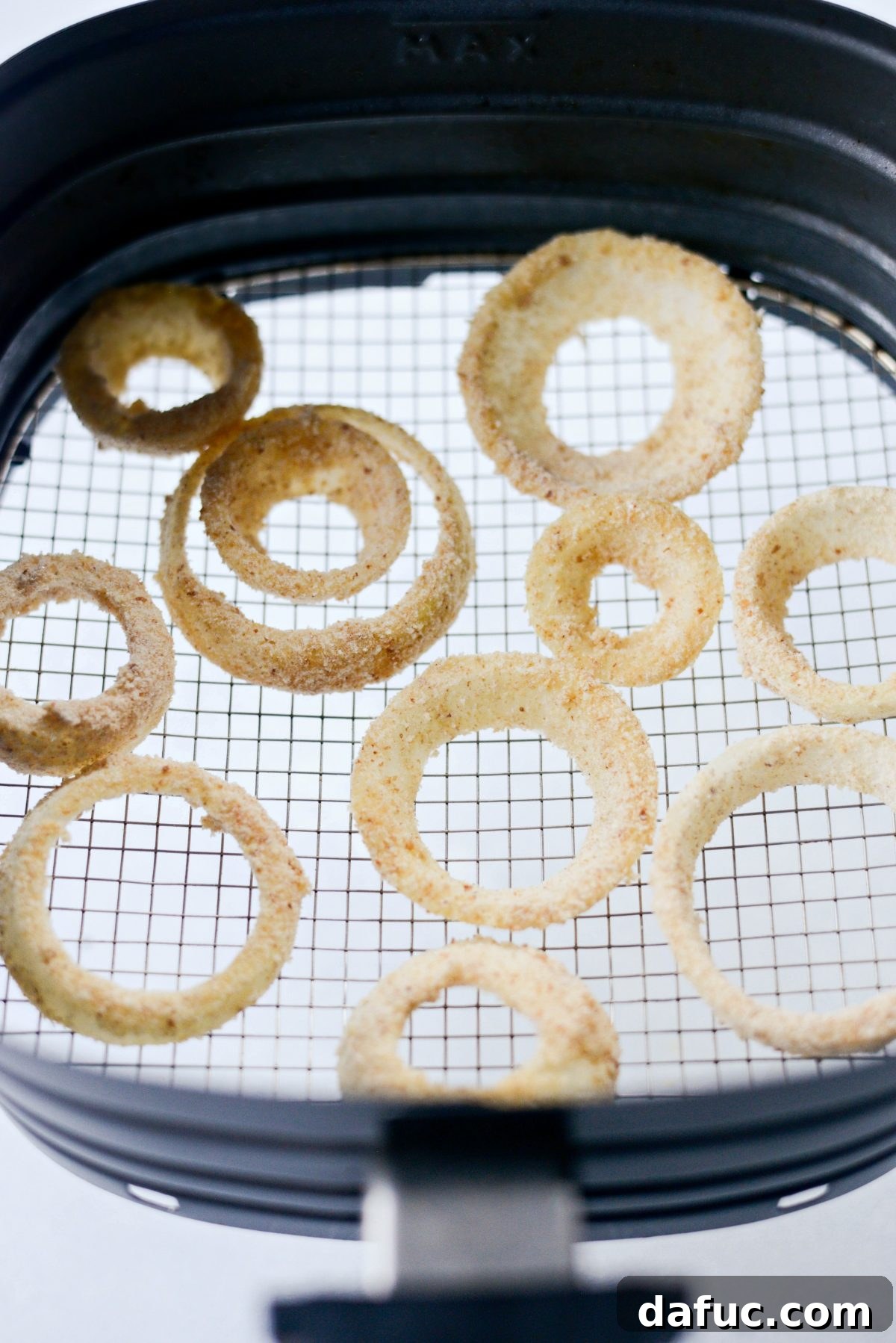 work in batches air frying the onion rings