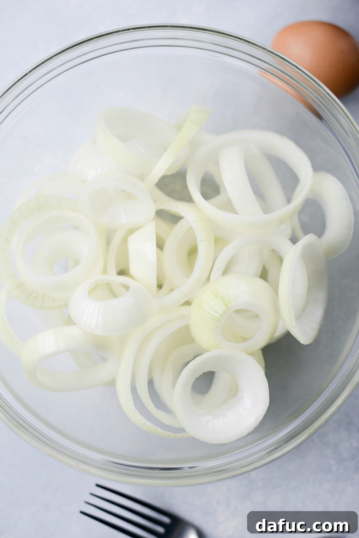 thick cut onions in a bowl