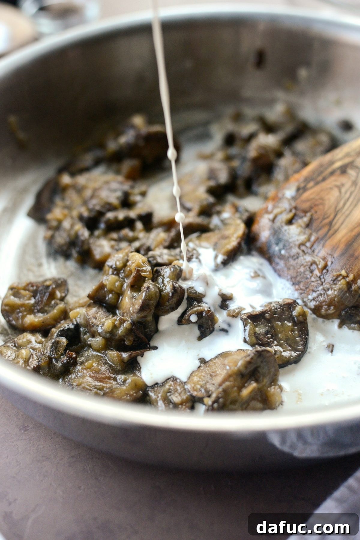 Crispy Onion Crowned Green Bean Casserole 15 pour in half and half