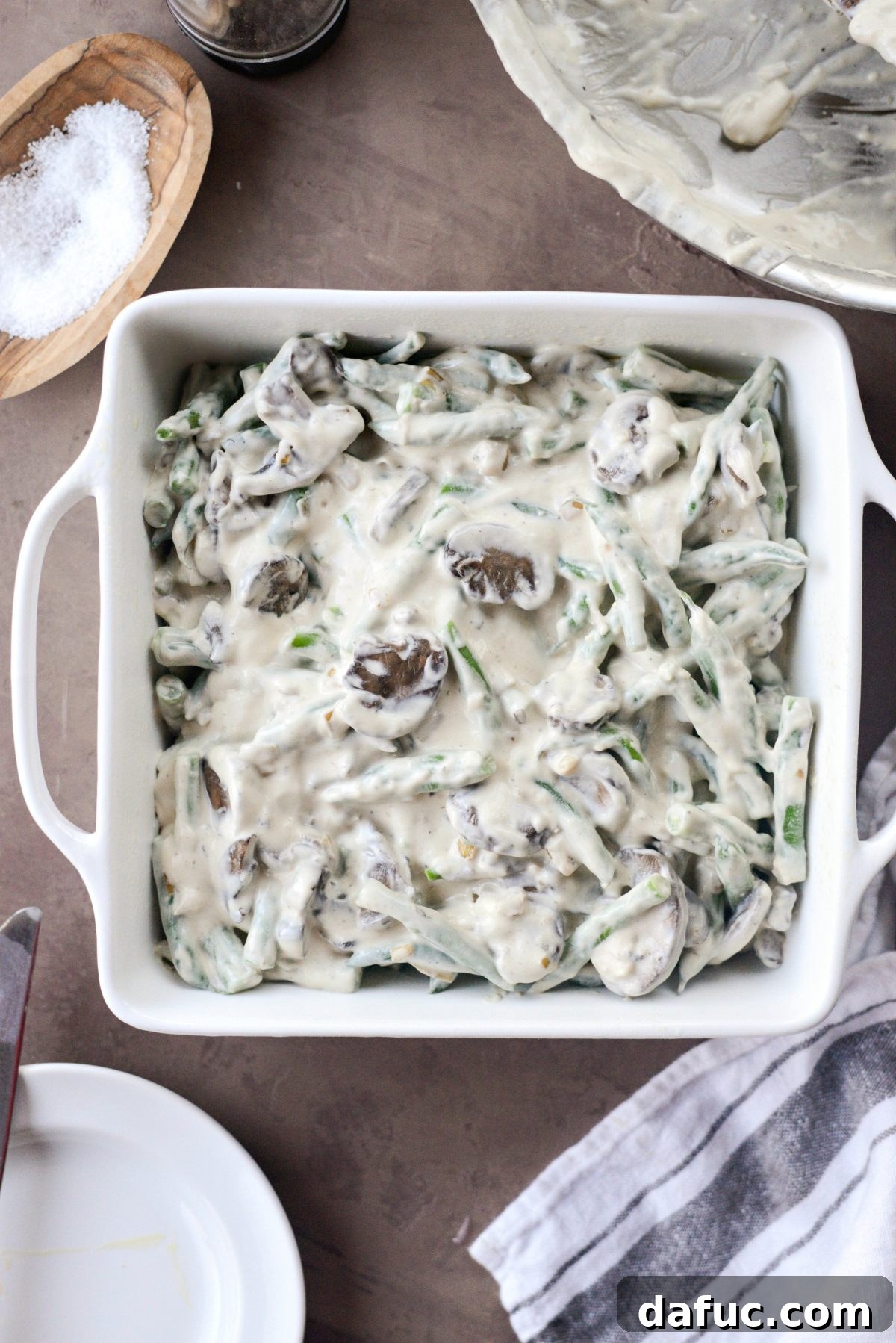 Crispy Onion Crowned Green Bean Casserole 20 transfer to casserole dish