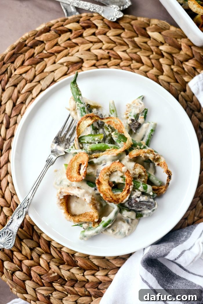 Crispy Onion Crowned Green Bean Casserole 24 Fresh Green Bean Casserole with Onion Ring Topping