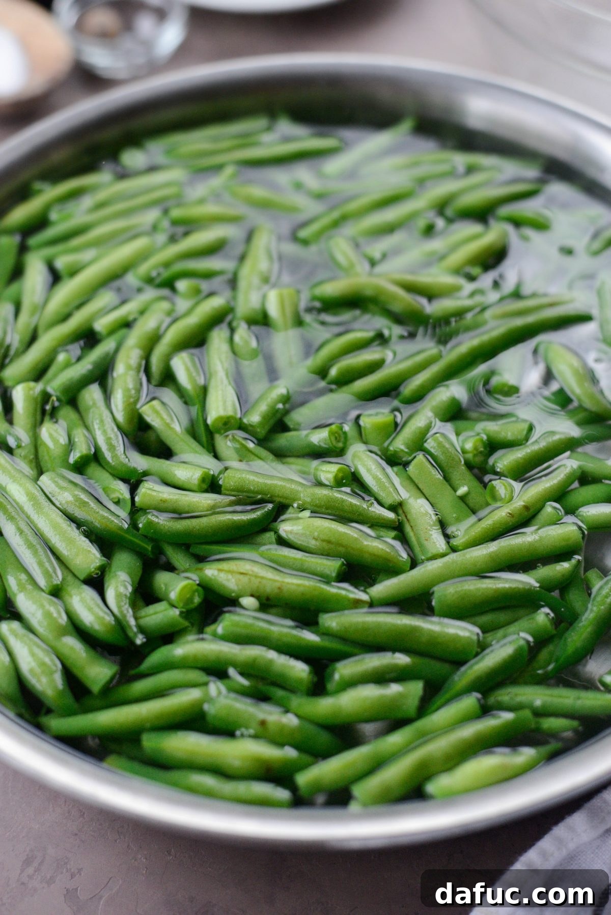 Crispy Onion Crowned Green Bean Casserole 7 simmer green beans