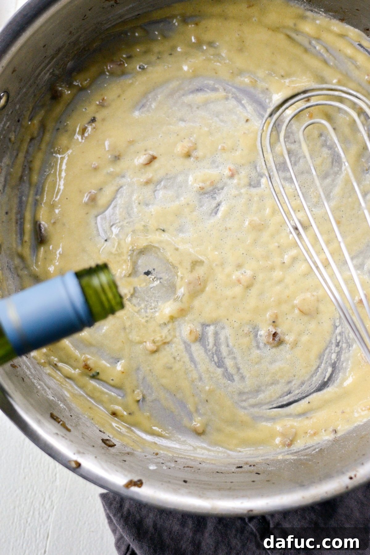 Simple Creamy Mushroom Bliss 13 pour in a little wine
