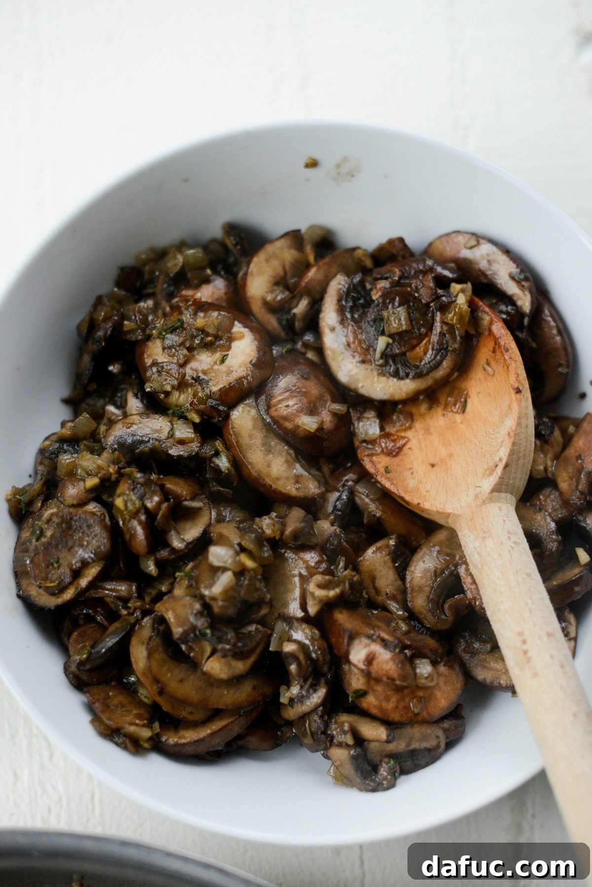 Simple Creamy Mushroom Bliss 9 transfer mushroom mixture to bowl