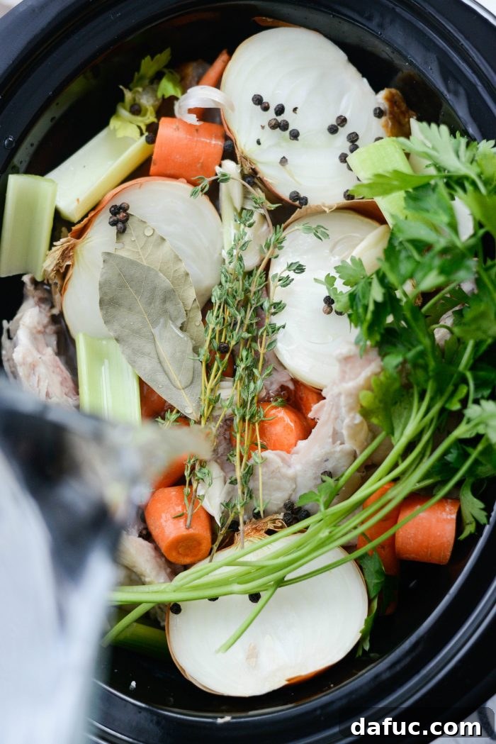 Pour in water into slow cooker