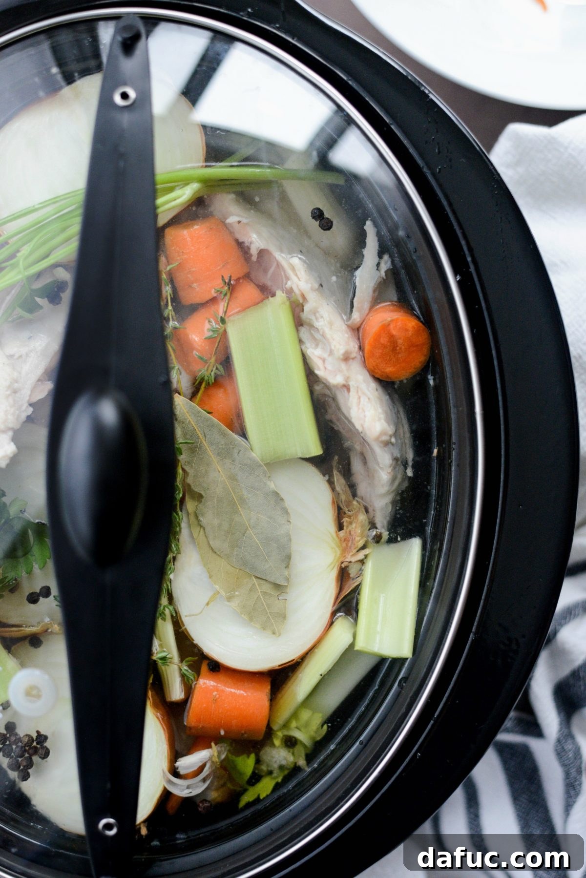 Slow cooker covered and cooking low and slow