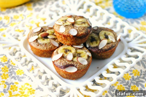 Another enticing shot of Almond Banana Muffins, showcasing texture