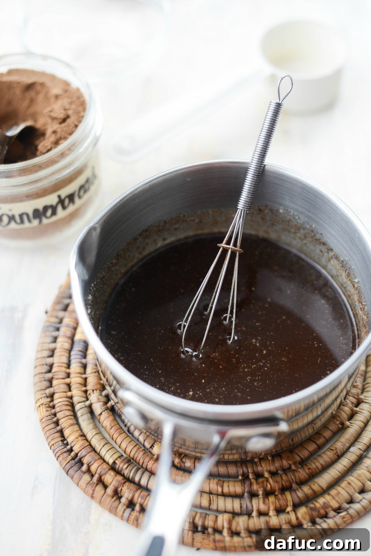 Ingredients for gingerbread topping in a saucepan