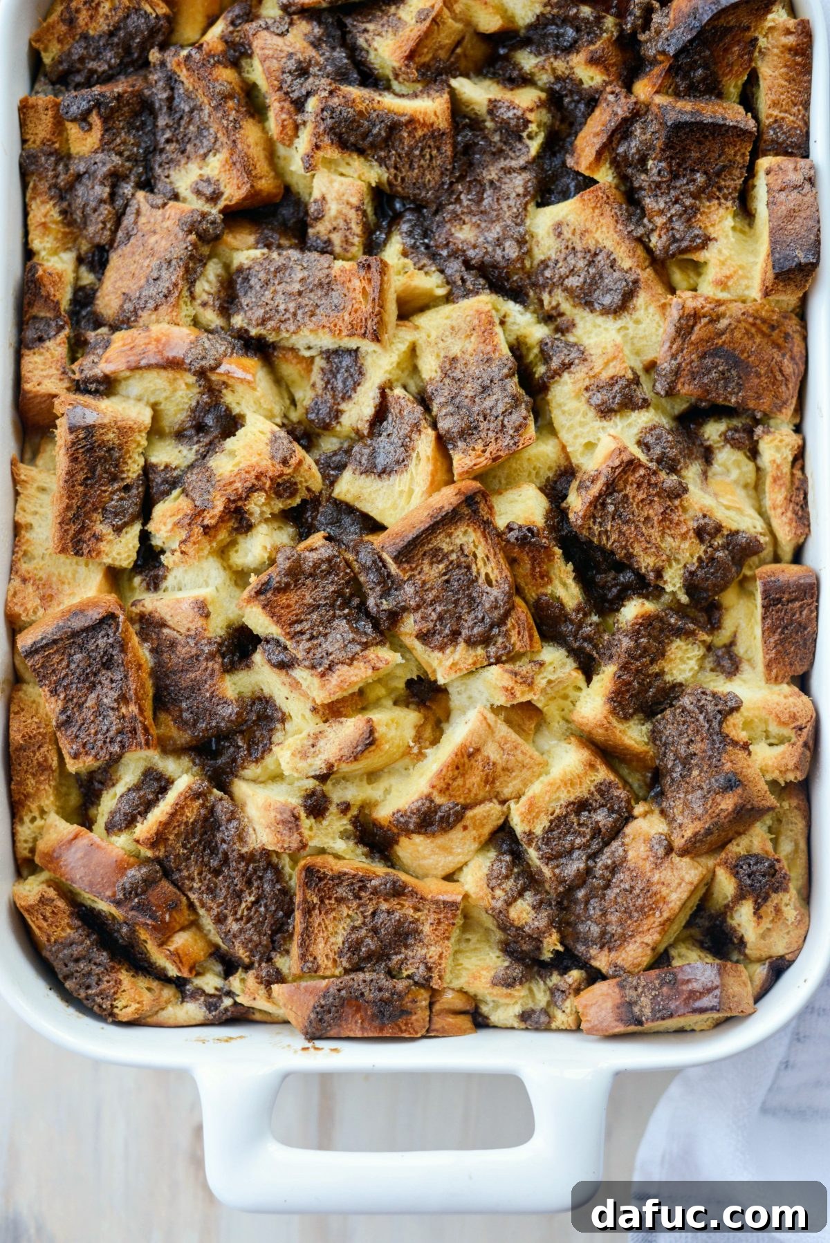 Freshly baked Gingerbread French Toast bake in a pan