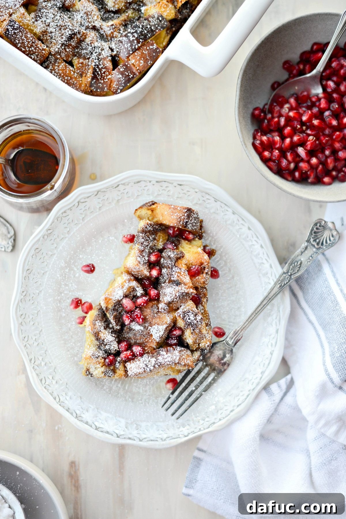 Gingerbread French Toast Bake ready to serve