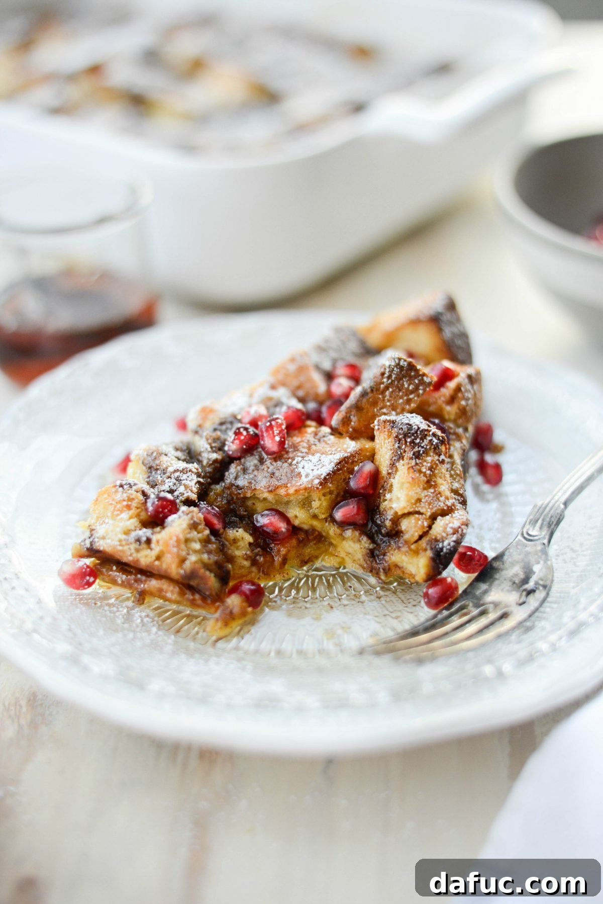 Bite missing from Gingerbread French Toast Bake slice