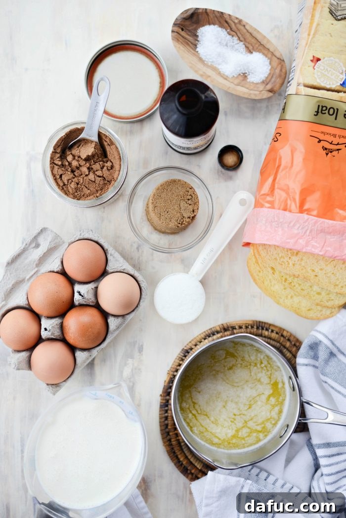 Ingredients for Gingerbread French Toast Bake laid out