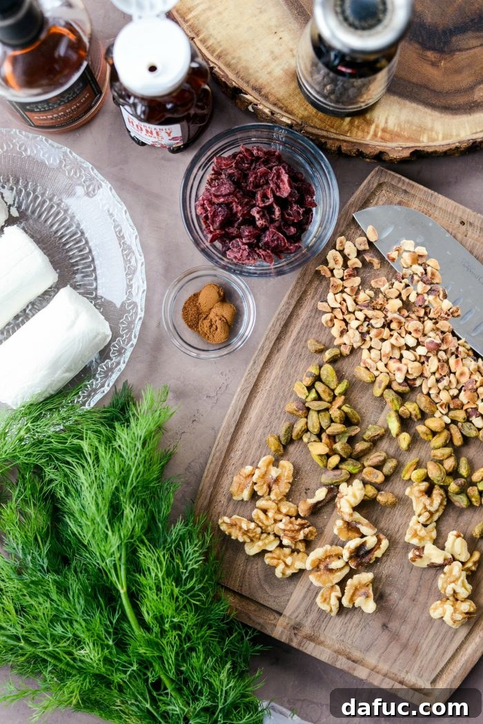 Christmas Goat Cheese Trio ingredients laid out before preparation