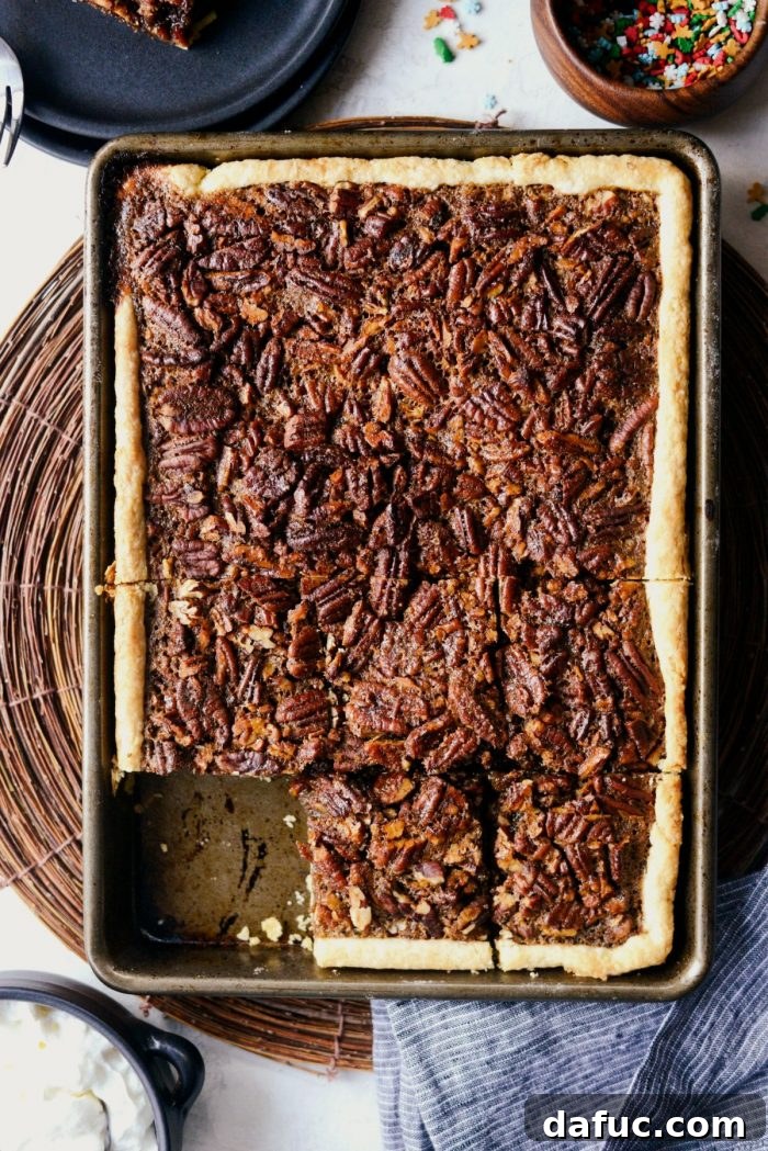 Gingerbread Pecan Slab Pie, a festive and delicious holiday dessert