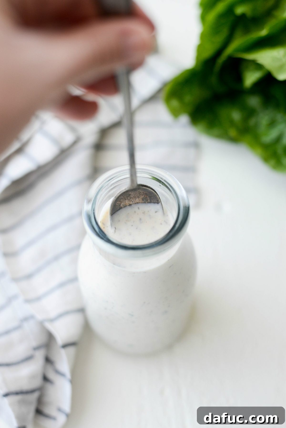 A Spoonful of Greek Yogurt Ranch Dressing, Ready to Serve