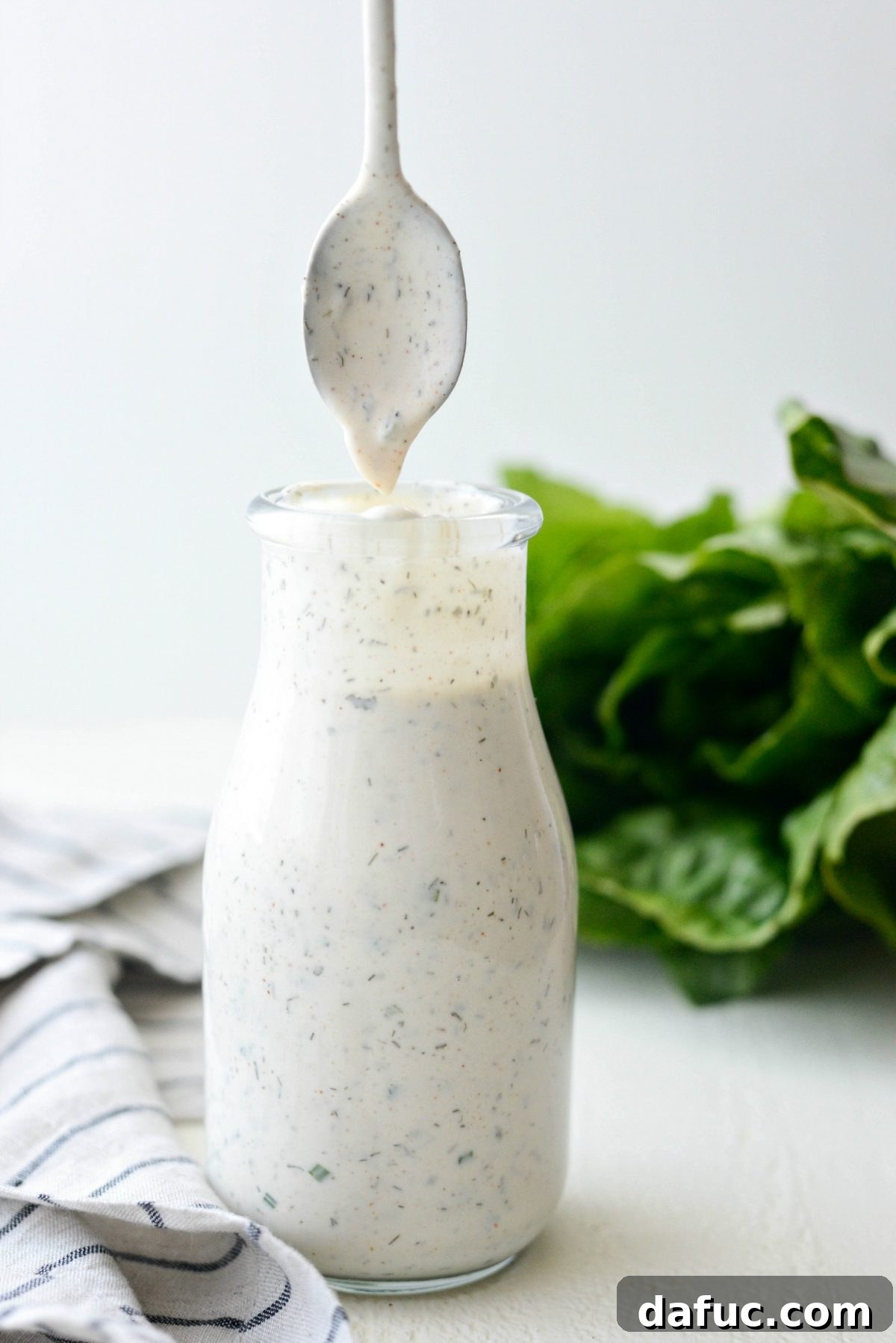 Greek Yogurt Ranch Dressing on a Spoon
