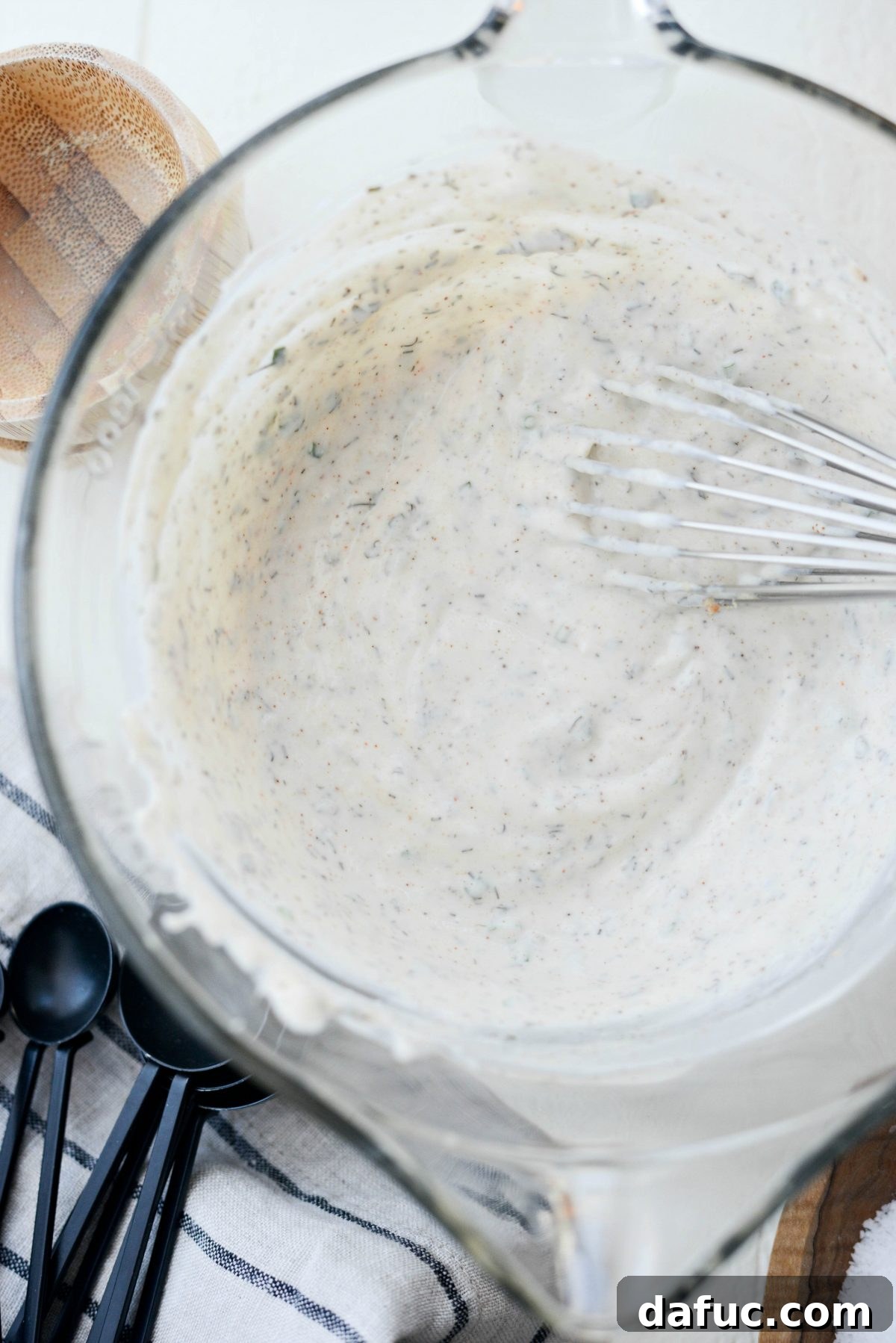Smooth and Whisked Greek Yogurt Ranch Dressing in a Bowl