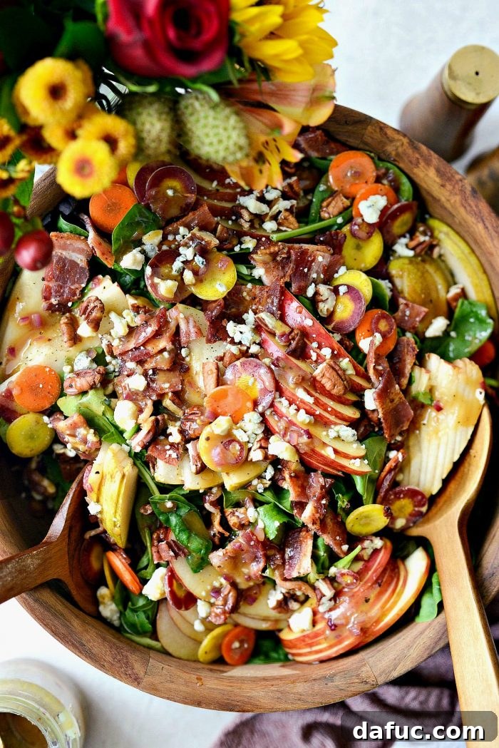 Golden Autumn Salad with Sweet and Savory Maple Bacon Vinaigrette 2 Fall Harvest Salad