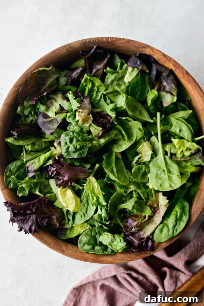 Golden Autumn Salad with Sweet and Savory Maple Bacon Vinaigrette 12 wood salad bowl with mixed salad greens
