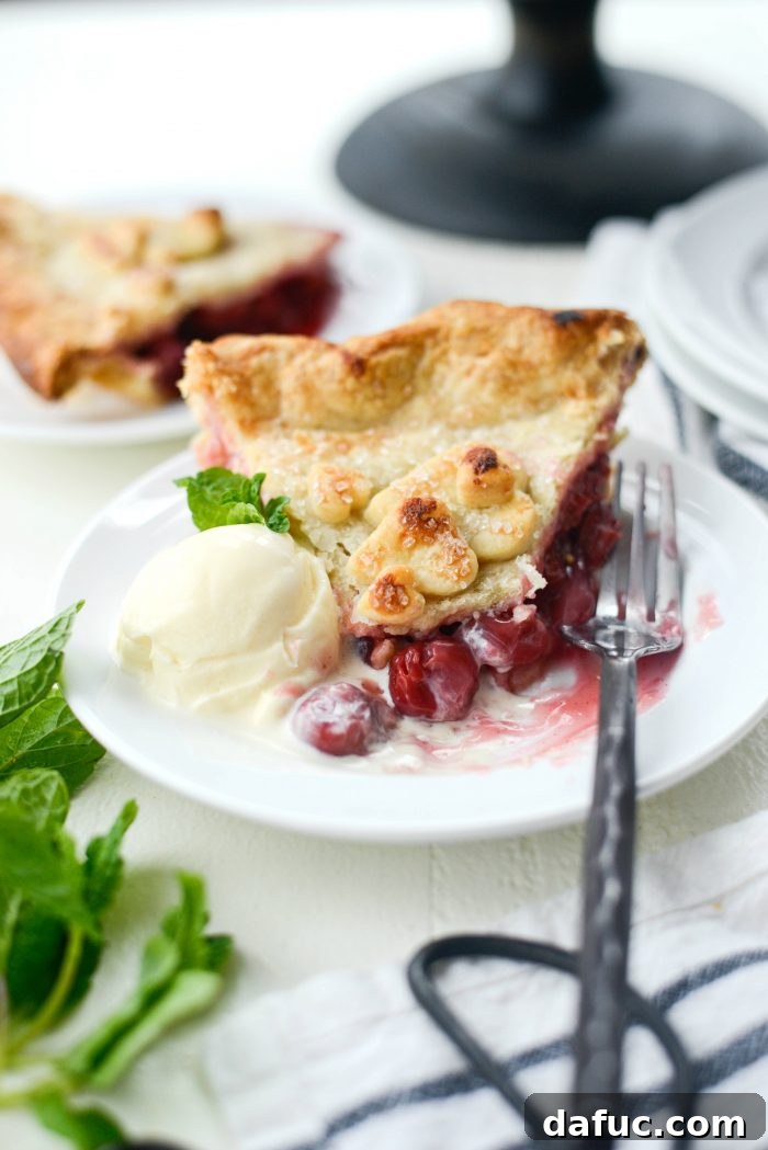 Homemade Cherry Pie with a bite missing