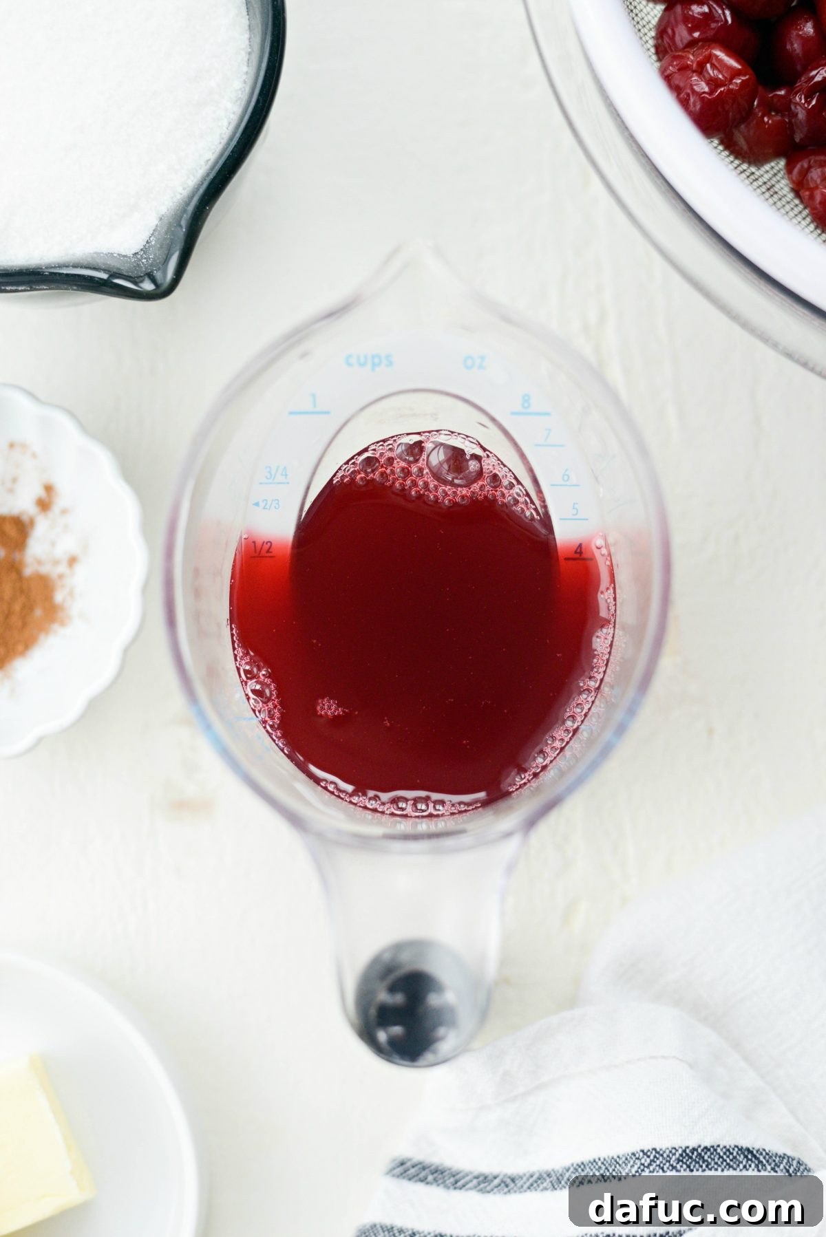 Reserved cherry juice from thawing