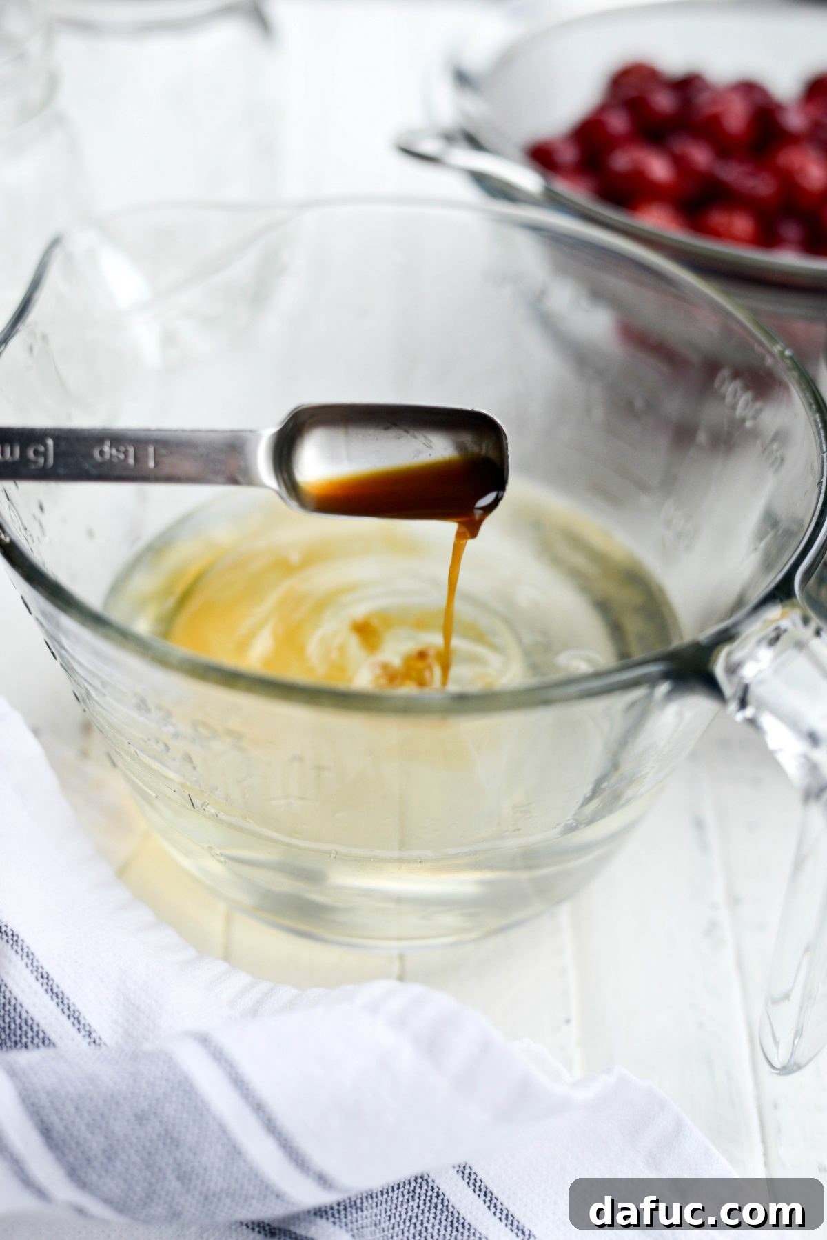 Naturally Crafted Maraschino Cherries 10 Adding vanilla extract to the syrup