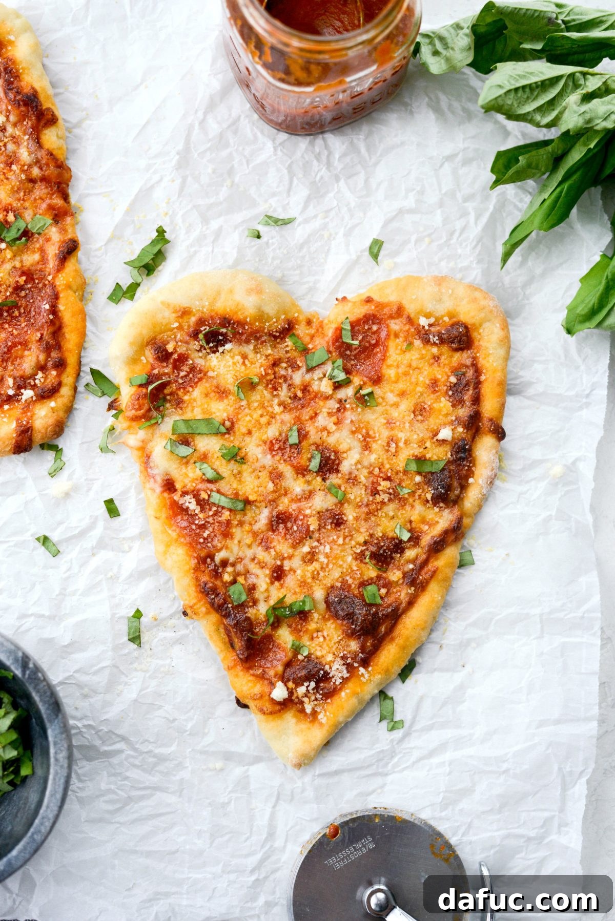 Sweetheart Pizza Treats 2 Delicious Heart Shaped Personal Pizzas ready to be served for Valentine's Day