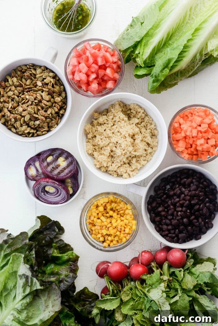Executive Chop Salad 4 All the fresh ingredients laid out for Honcho Chop Salad preparation